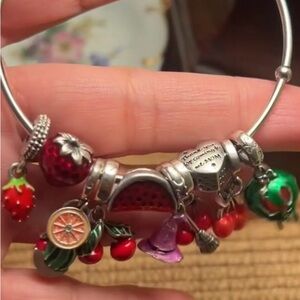Silver and Red Charm Bracelet